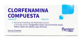 CLORFENAMINA COMPUESTA TAB. 500/25/5/4 MG. CAJA C/10
