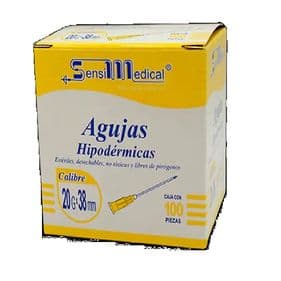 AGUJA HIPODERMICA AMARILLA 20X38 C/100 JAY