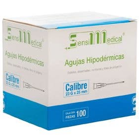 AGUJA HIPODERMICA AZUL 23 G X 25 MM CAJA c/100 PZA