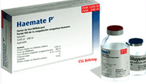 Haemate P Factor VIII/Factor de Von Willebrand 500UI FVIII/1200UI