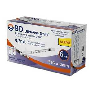 Jeringa para insulina Bd Ultra Fine 31G x 6mm