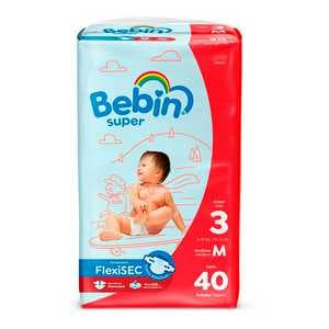 Pañales Bebin Super Flexisec Mediano 40 Piezas