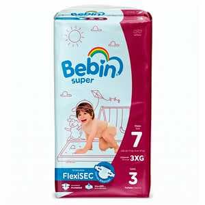 PAÑALES BEBIN SUPER ETAPA 7 TALLA 3XG UNISEX C/3 PZ