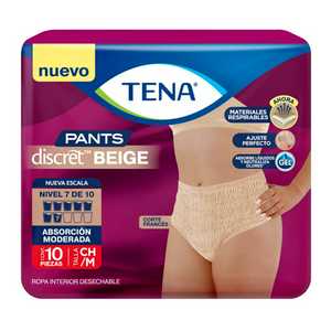 Ropa Interior Incontinencia Color Piel Discreta Tena Chico / Mediano 10 piezas