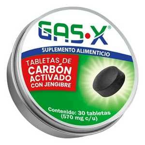 Gas-X Suplemento Alimenticio Carbón Activado y Jengibre 30 tabletas