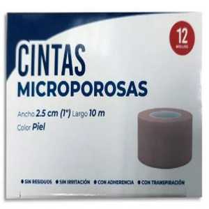 CINTA MICROPOR PIEL 12 PIEZAS 2.5 CM X 10 M