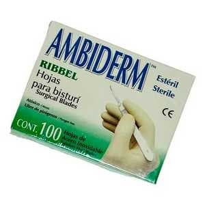 Hoja para Bisturí Ambiderm #21 Acero Inoxidable Caja con 100 Piezas