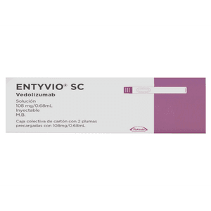 Entyvio SC (Vedolizumab)  108 mg/0.68 mL Caja de cartón con 2 plumas prec