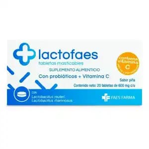 Lactofaes 600 Mg Suplemento Alimenticio Piña 20 Tabletas