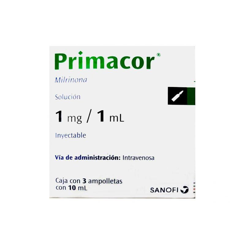Primacor 1mg/1ml caja con 3 ampolletas de 10ml solución inyectable ...