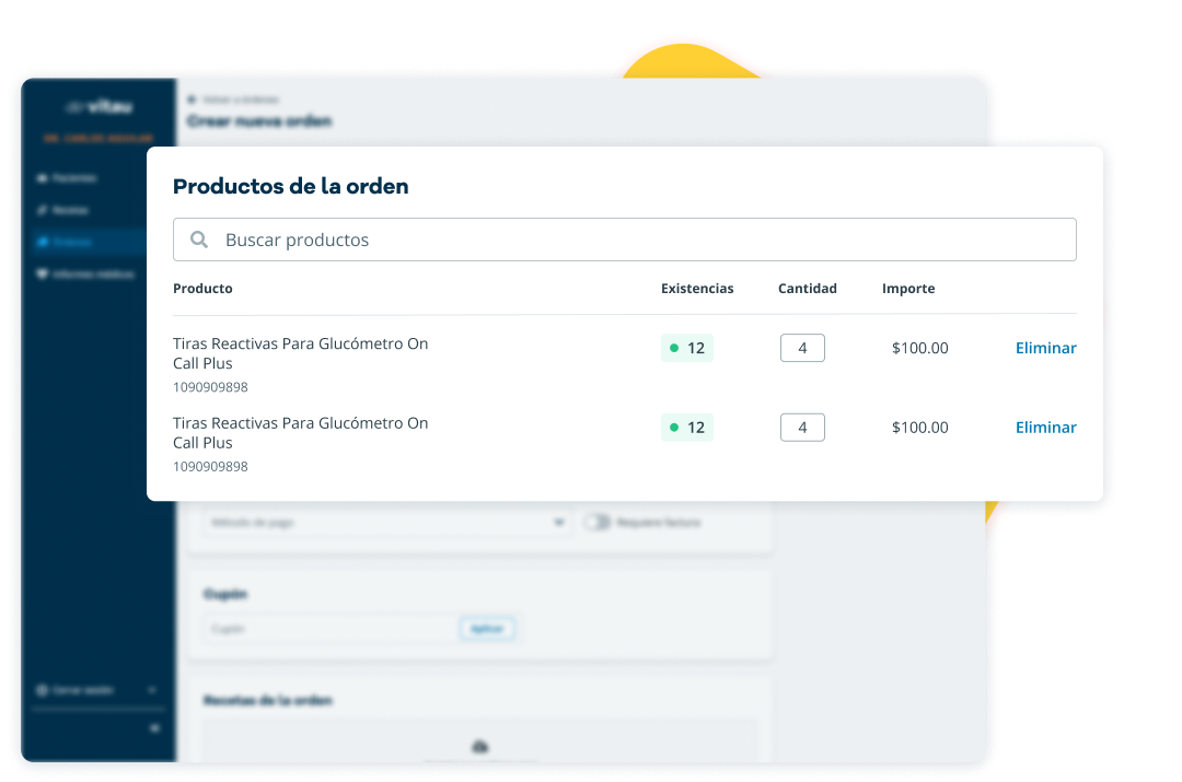 crea ordenes desde el panel